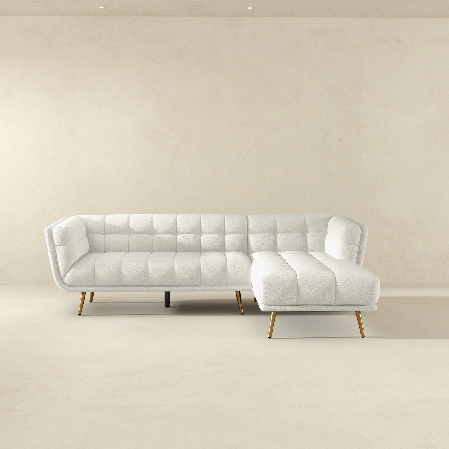 Addison Right Sectional Cream Boucle Sofa