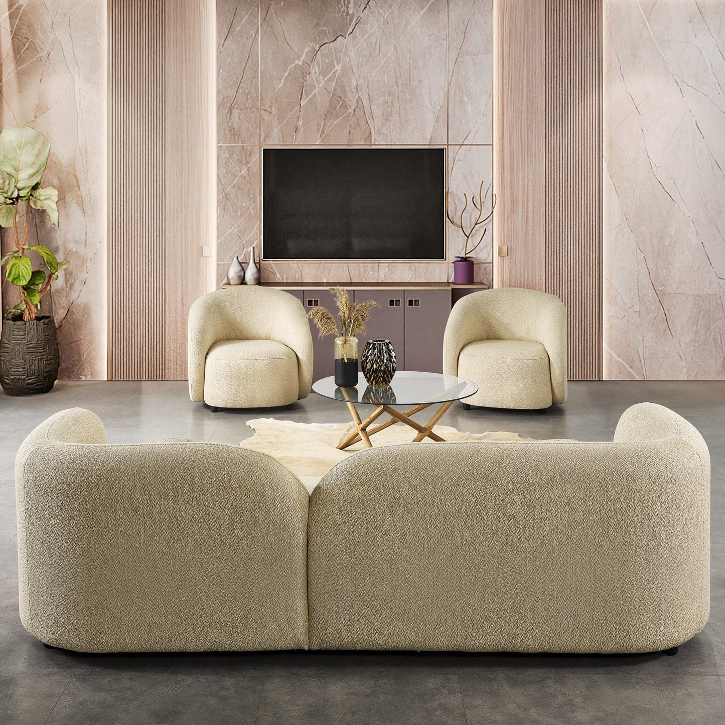 Donna Ivory Japandi Style Boucle Sofa