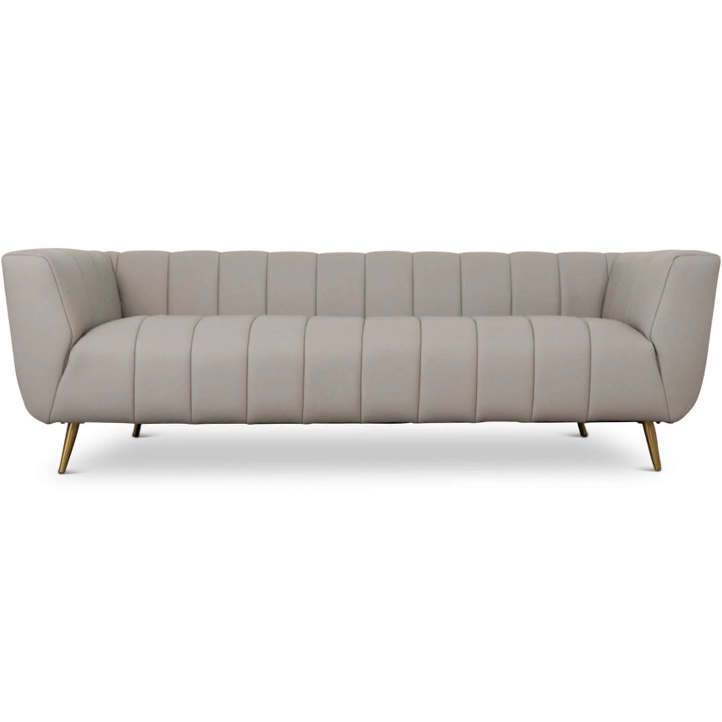 LaMattina Genuine Italian Grey Leather Channel Tufted Sofa