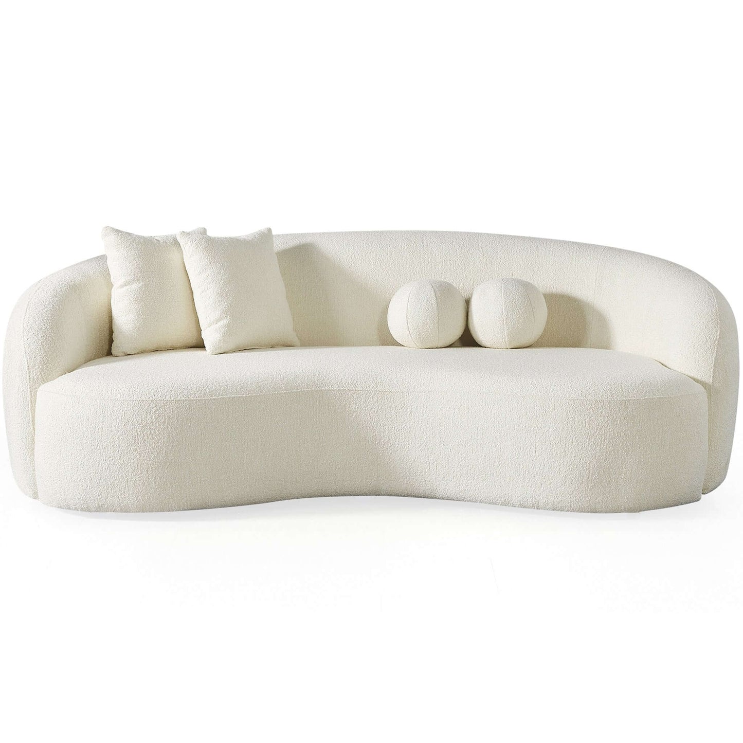 Drake Ivory Japandi Style Curvy Boucle Sofa