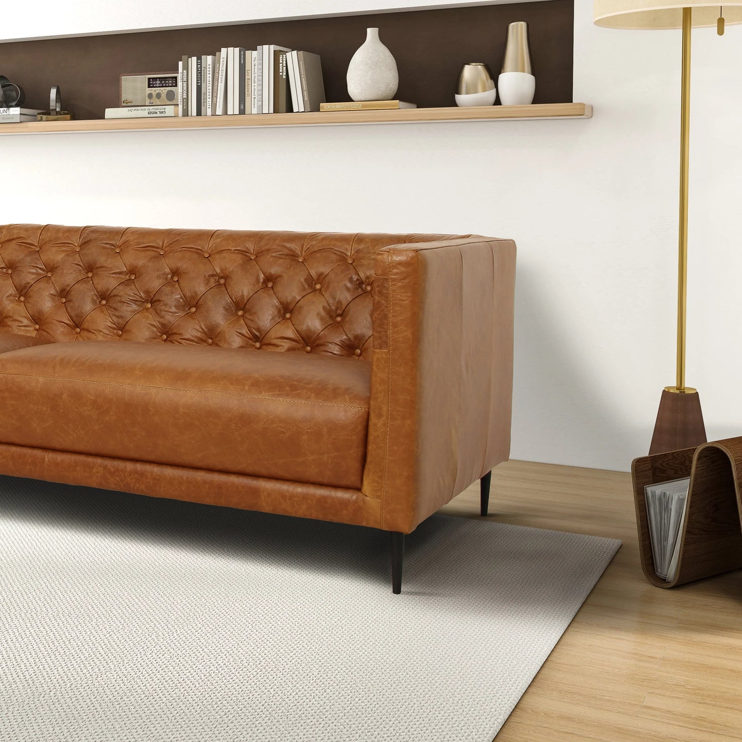 Vermont Waxy Cognac Genuine 100% Buffalo Leather Sofa
