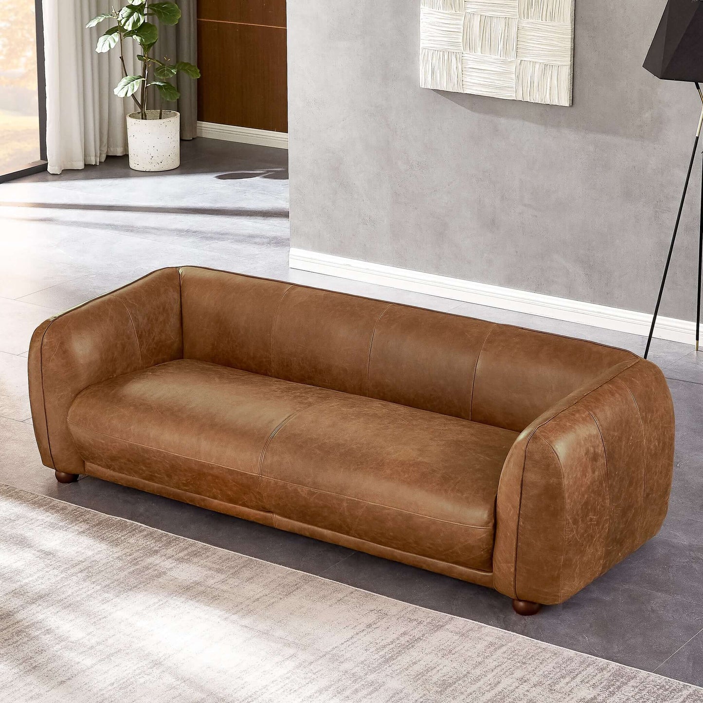 Marlon Luxury Italian Leather Brown Sofa