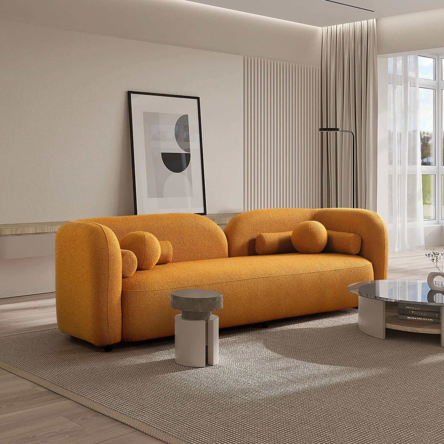 Donna Yellow Japandi Style Boucle Sofa