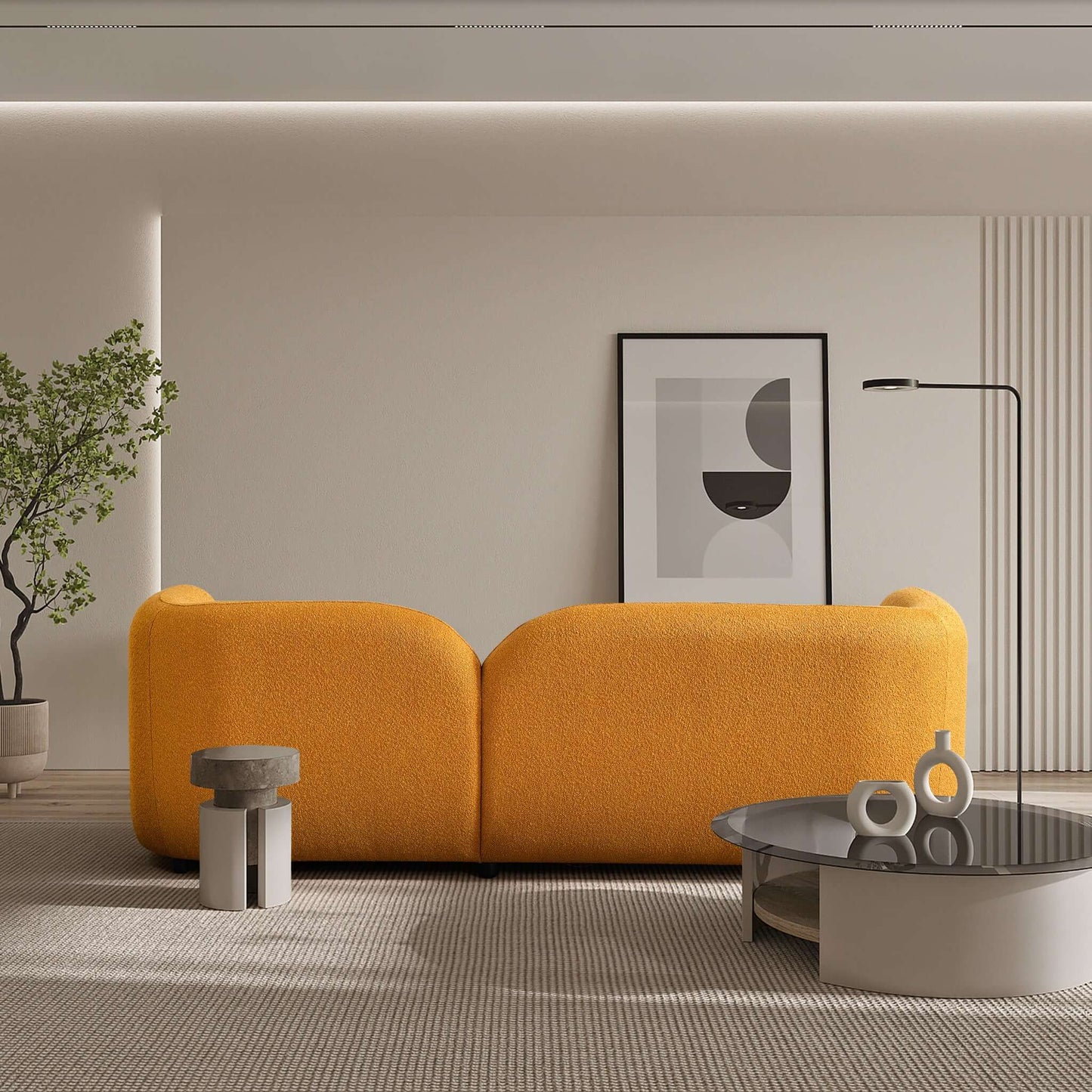Donna Yellow Japandi Style Boucle Sofa