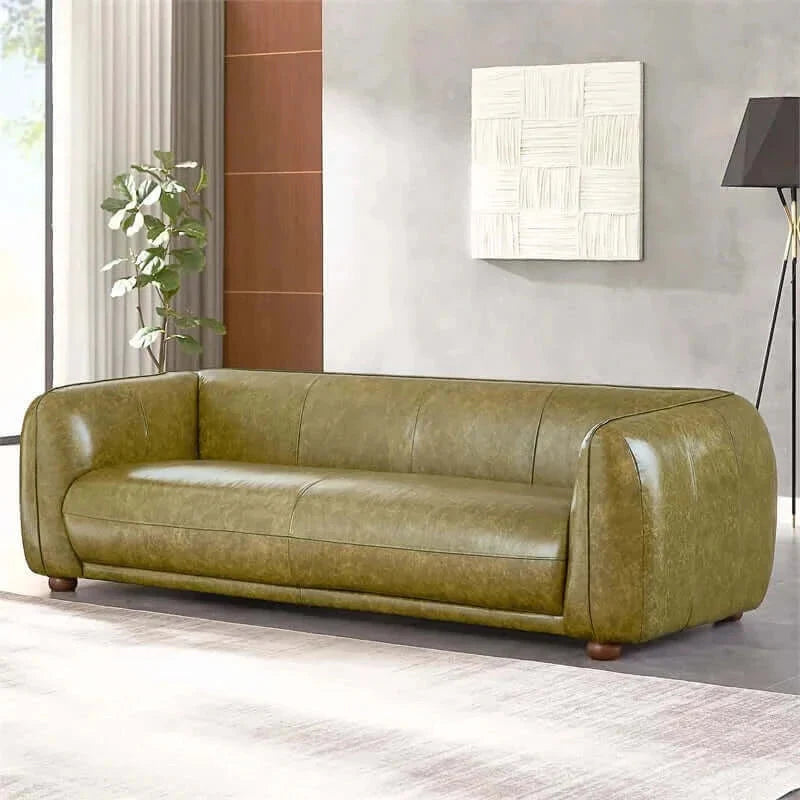 Marlon Luxury Italian Leather Green Sofa