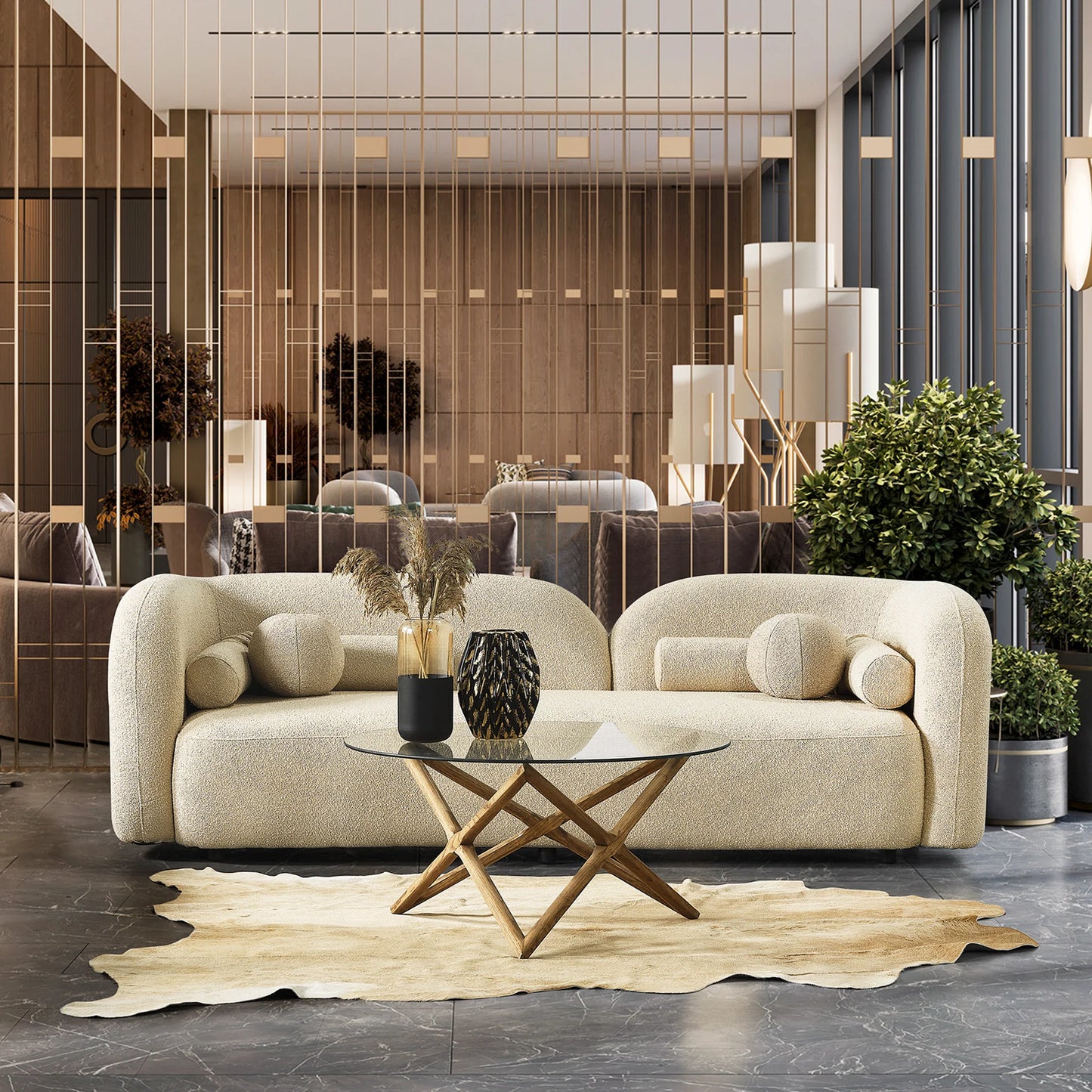 Donna Ivory Japandi Style Boucle Sofa