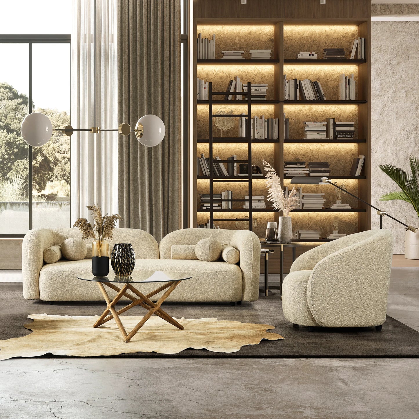 Donna Ivory Japandi Style Boucle Sofa