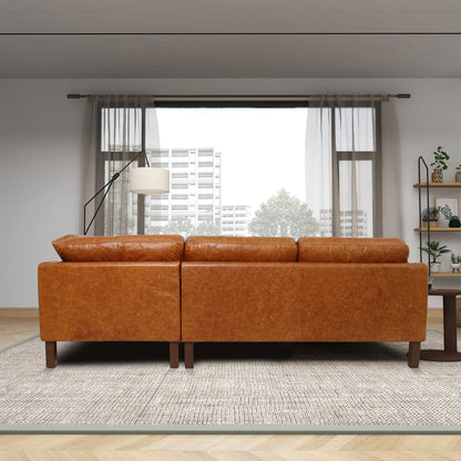 Juno Sectional Right Waxy Cognac Leather Sofa