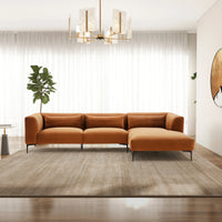 Laley Right-Facing L-Shaped Velvet Sectional in Burnt Orange