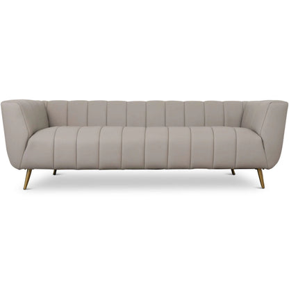 LaMattina Genuine Italian Grey Leather Channel Tufted Sofa