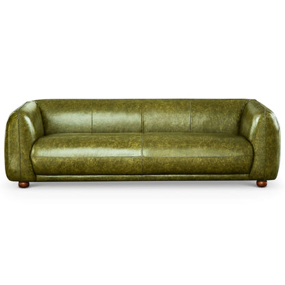 Marlon Luxury Italian Leather Green Sofa
