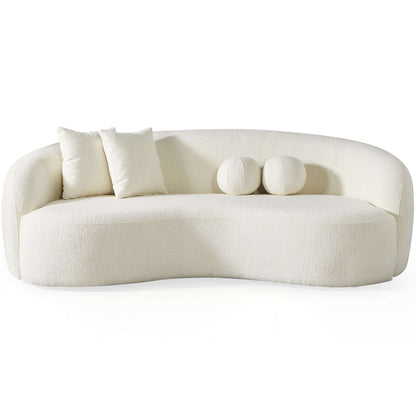Drake Ivory Japandi Style Curvy Boucle Sofa