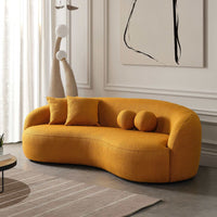Drake Yellow Japandi Style Curvy Boucle Sofa