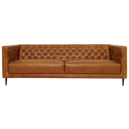 Vermont Waxy Cognac Genuine 100% Buffalo Leather Sofa